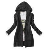 2017 NEW Women's Long-sleeve Knitted Medium-long Hooded Cardigan