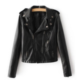 2017 New Women's Autumn Winter Faux Soft Pu Leather Jackets Clothing Lady Slim Fit Pink Yellow Black Zipper Motorcycle Coat Hot