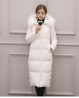 2017 New Women Winter Down Jacket Coats Thick Parkas Fashion Real Raccoon Fur Collar Hooded white Duck Outwear Female 162522