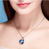 Flower Blue Sapphire Swarovski Crystal Necklace Flower Blue Sapphire Swarovski Crystal Necklace