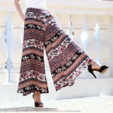 2017 new women summer casual pants Wide leg women losse print Vintage trousers
