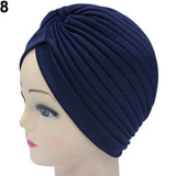 2017 New Women Stretchy Hat Turban Head Wrap Band Chemo Bandana Hijab Pleated Indian Cap