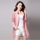 2017 New Women Spring Summer Sunscreen Trench Coat Ladies Pure Color Long Sleeve Turn-down Collar Thin windbreaker Outwear OK715