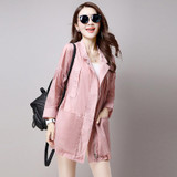 2017 New Women Spring Summer Sunscreen Trench Coat Ladies Pure Color Long Sleeve Turn-down Collar Thin windbreaker Outwear OK715