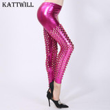 2017 New Women Shiny Leggings Sexy Hollow Out Fish Scale Leggings Holes Sexy Club Pants Fashion Mesh Punk Style Leggings