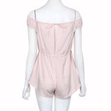 2017 New Women Sexy Off Shoulder Jumpsuit Casual Pink Rompers Playsuit