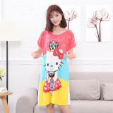 BabYoung Summer Women Cotton Nightgowns Home Dress Cartoon Sleepwear Nightdress Sleepshirts for girls women Fat MM