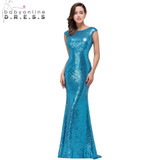Babyonline Blue Sequin Mermaid Prom Dresses Long 2017 Formal Dress Sexy Open Back Evening Party Gown vestido de festa