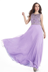 Babyonline 6 Colors Heavy Beaded Sleeveless Burgundy Prom Dresses Long 2017 Chiffon Evening Dress Party Gown Robe de soiree