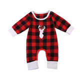 Baby Xmas Clothes Infant Baby Red Black Plaid Long sleeve Romper Jumpsuit Cotton Christmas Outfits Baby Boy girl clothing