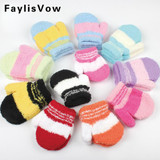 Baby Winter Warm Plush Gloves Children Coral Fleece Knitted Mittens Kids Boys Girls Soft Colorful Striped Full Finger Gloves