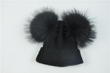 Baby winter Two Real Fur Hat Kids Knitted Wool Hat with Raccoon Fur Pom Pom Cap Autumn Cashmere Double Fur Ball Hat for Children