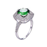 Beautiful Round Cut 6.5 carat Emerald Ring with Zircons for Women