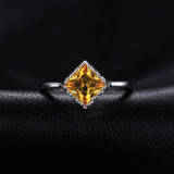 Square Shaped 1.4 carat Natural Yellow Citrine Gemstone Ring