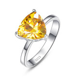 Triangle Shaped 5.95 Carat Natural Citrine Gemstone Ring