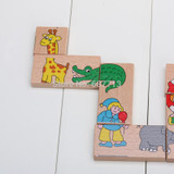 Baby Toys 15Pcs Wooden Animal dominoes Solitaire Dominoes Wooden Educational Blocks Baby Early Learning Toys