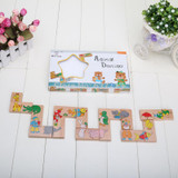 Baby Toys 15Pcs Wooden Animal dominoes Solitaire Dominoes Wooden Educational Blocks Baby Early Learning Toys