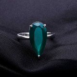 Water Drop Ring from 7.89 carat Natural Green Agate Gemstone