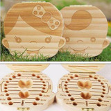 Baby Tooth Box Organizer Save Milk Teeth Wood Boy Girl Kids Storage Fairy Case