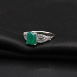 Trendy 2.2 carat Natural Green Agate Gemstone Ring