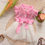 Baby Toddler Kids Girls Dress Children Clothing Pink Girl Dresses Clothes Princess BowKnot Lace Tutu Summer Costume 0-3Years