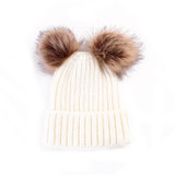 Baby Toddler Kids Boys Girls Knitted Fur Ball Caps 2017 Winter Autumn Cute Hats Crochet Warm Hat Cap