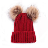 Baby Toddler Kids Boys Girls Knitted Fur Ball Caps 2017 Winter Autumn Cute Hats Crochet Warm Hat Cap
