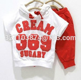 Baby suits girls boys cream 369 short sleeve hoodies pants 2pcs clothing set childrens yellow red summer clothes