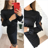 AZZPL 2018 Spring Women New Fashion Chiffon Tops Sexy Style O-Neck Long Lantern Sleeves Shirts Mesh Patchwork Blouses