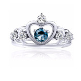 Vintage Blue Aquamarine Gemstone with White Gold Ring For Women