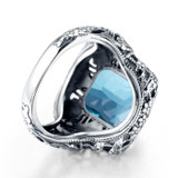 Retro Aquamarine Blue Gemstone Crystal Ring for Women