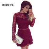 Bekoshine 2017 Newest Vestidos Women Summer Dress Fashion Casual O-Neck Short Sleeve Lace Dress Vestido de renda Party Dresses