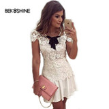 Bekoshine 2017 Newest Vestidos Women Summer Dress Fashion Casual O-Neck Short Sleeve Lace Dress Vestido de renda Party Dresses