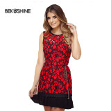 Bekoshine 2017 Newest Vestidos Women Autumn Dress Long Sleeve O-neck Lace Dress Sexy Casual Mini Party Dresses Vestido de festa