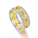 Infinity Love Collection Natural Amethyst, Citrine and Emerald Ring