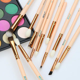BEILI 12pcs Rose Golden 100% Natural Goat Pony Synthetic Hair Eye shadow Eyeliner Concealer Makeup Brush Set