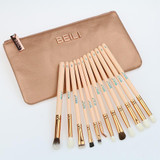 BEILI 12pcs Rose Golden 100% Natural Goat Pony Synthetic Hair Eye shadow Eyeliner Concealer Makeup Brush Set