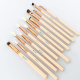 BEILI 12pcs Rose Golden 100% Natural Goat Pony Synthetic Hair Eye shadow Eyeliner Concealer Makeup Brush Set