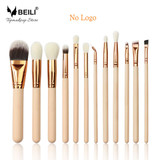 BEILI Pink 12 pieces Goat Hair Essential Premium Foundation Eye shadow Blush Powder Highlighter Concealer Makeup Brushes Set