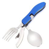 Behokic 3-in-1 Multi Function Stainless Steel Camping Utensil Set Folding Eating Tool Fork Knife Spoon for Outdoor Picnic Hiking
