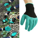Behogar 1 Pair Tough Rubber Protective Garden Gloves with Claw Design on One Glove for Digging Raking Planting Gardening