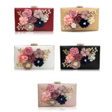 Begutest Luxury Brand Evening Bags Women Clutch Bags Evening Flower Applique Handbag Embroidery Chain Bag Crystal Diamond ag