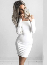 BEFORW Women Sexy Dress Fashion The Word Shoulder Summer Autumn Dress Vestidos Big Size Women Clothing White Black Dresses