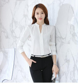 BEFORW Women Chiffon Blouses Summer Fashion White Pink Womens Clothing Tops Shirt Sexy V Neck Business Office Women Blouses