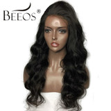 BEEOS 150 Density 14"-24" Full Lace Human Hair Wigs For Black Women With Baby Hair Brazilian Remy Hair Pre Plucked Lace Wig