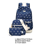 Backpacks Set Cute Canvas School Bags For Teenager Girls 3 Bags Set Backpack + Shoulder Bag + Purse