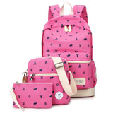 Backpacks Set Cute Canvas School Bags For Teenager Girls 3 Bags Set Backpack + Shoulder Bag + Purse
