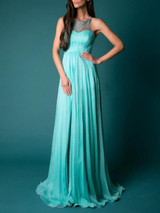 Backless Split-joint Floor Evening Dress