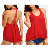 Backless Sexy Women Blouse Hollow Out Summer Blouses Casual O-neck Lace Women Shirts Chiffon Tank Blusas Mujer  Plus Size XL
