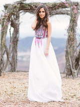 Backless Halter-neck Printed Bohemian Dress